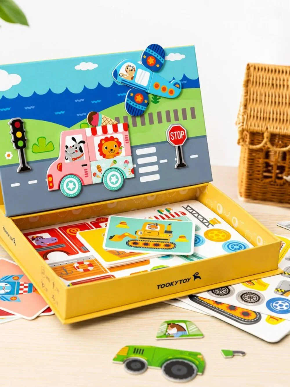 Montessori Magnetic Transportation Matching Toy Cars Trucks Kids Learning Game